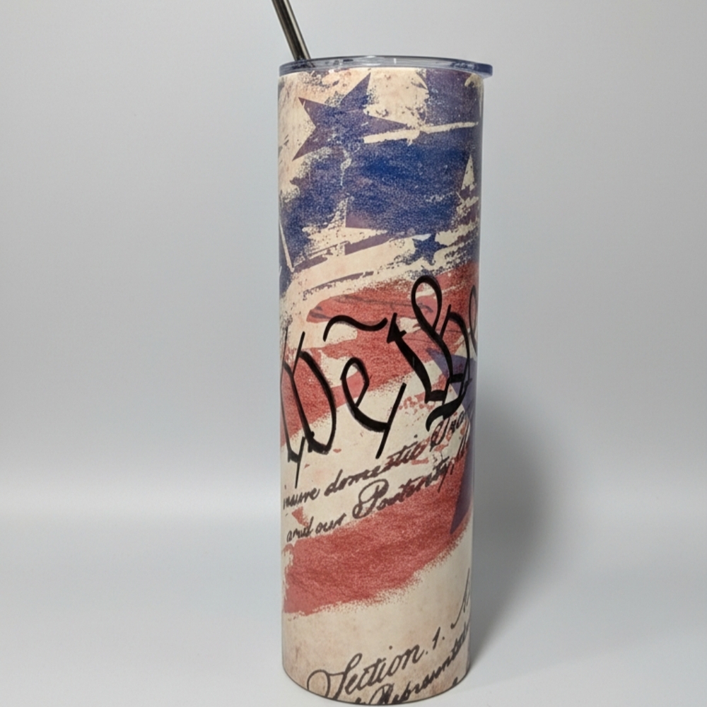 Patriotic Tumbler with Straw
